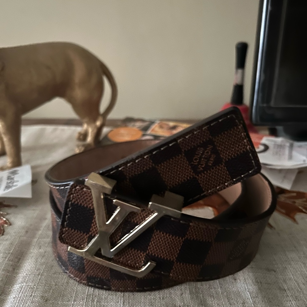 Louis Vuitton Black and Brown Checkered Men's Belt